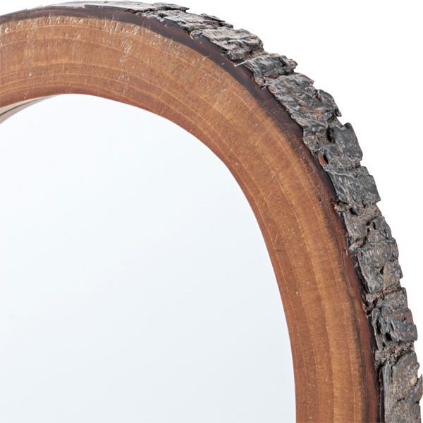 天然木マホガニー材をそのまま使用した自然素材の木製壁掛けミラー S