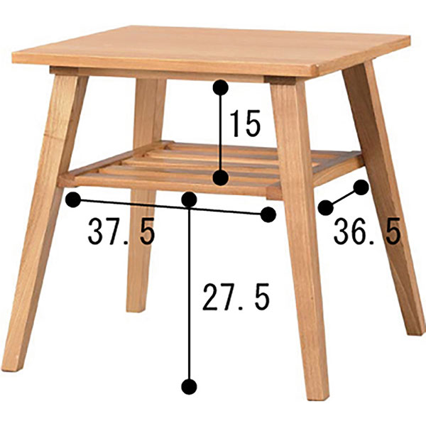 天然木を使用したナチュラルサイドテーブル 54cm×51cm | インテリア