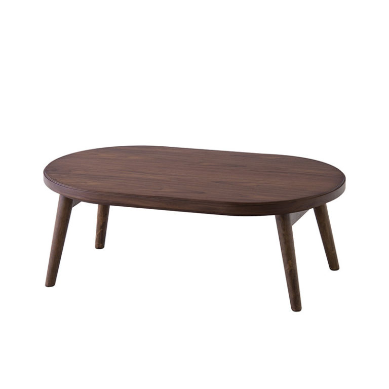 脚が折りたためるリビングコタツ ウォルナット 楕円形 オーバル型 100×60cm / 120×72cm