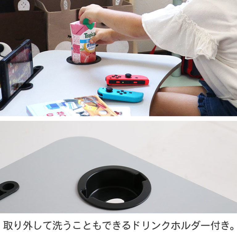 軽量コンパクトな折り畳みテーブル ドリンクホルダー/引き出し/タブレットスタンド付き